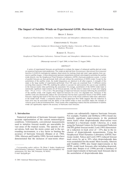 The Impact of Satellite Winds on Experimental GFDL Hurricane Model Forecasts