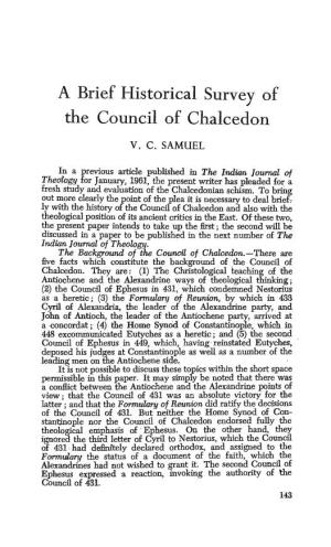 V.C. Samuel, "A Brief Historical Survey of the Council of Chalcedon