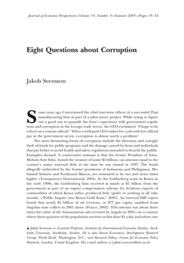 Eight Questions About Corruption