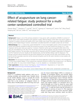 Effect of Acupuncture on Lung Cancer-Related Fatigue: Study