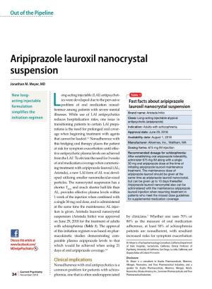 Aripiprazole Lauroxil Nanocrystal Suspension