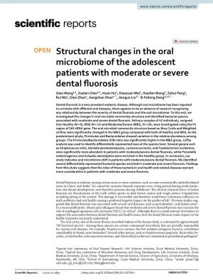 Structural Changes in the Oral Microbiome of the Adolescent
