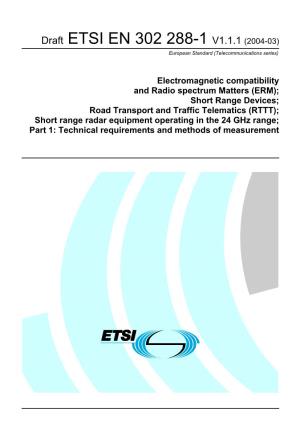 EN 302 288-1 V1.1.1 (2004-03) European Standard (Telecommunications Series)