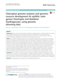 (Saxifragaceae), Using Genome Skimming Data Luxian Liu1†, Yuewen Wang1†, Peizi He1, Pan Li2* , Joongku Lee3, Douglas E