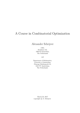 A Course in Combinatorial Optimization