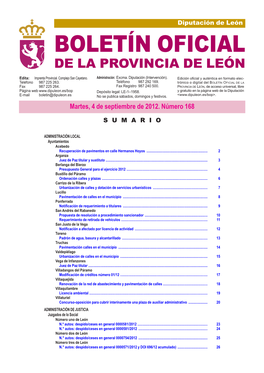 Boletín Oficial De La Provincia De León