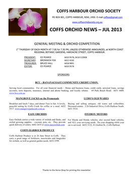 Coffs Orchid News – Jul 2013
