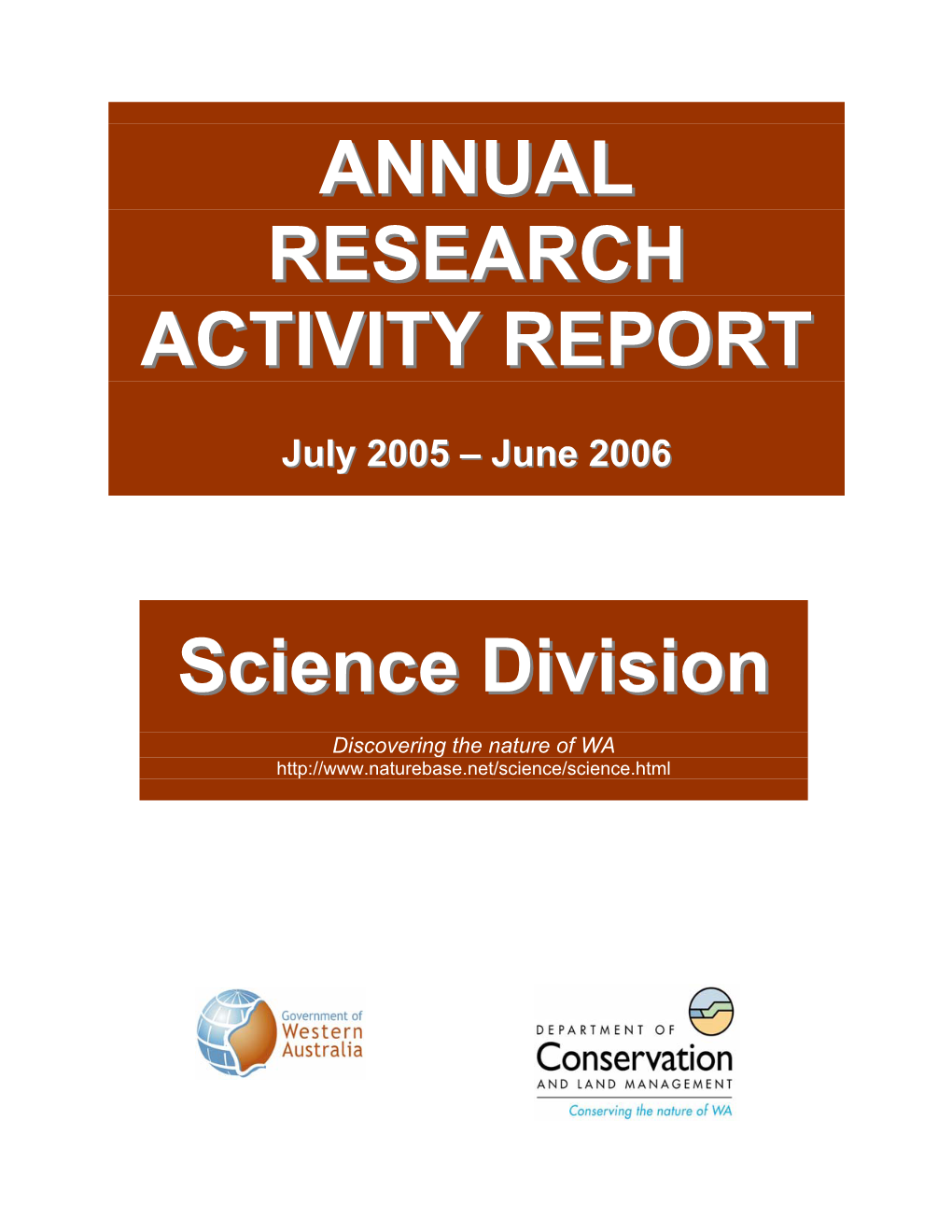 ANNUAL RESEARCH ACTIVITY REPORT Science Division