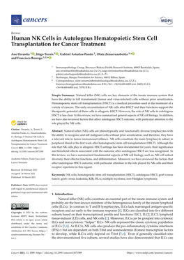 Human NK Cells in Autologous Hematopoietic Stem Cell Transplantation for Cancer Treatment