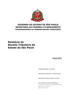 Relatório Da Receita Tributária Do Estado De São Paulo