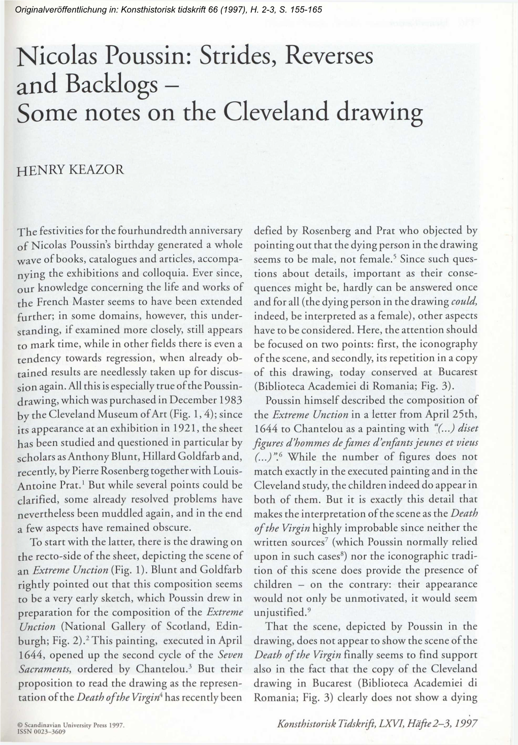 Nicolas Poussin: Strides, Reverses and Backlogs - Some Notes on the Cleveland Drawing