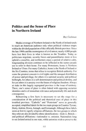 Politics and the Sense of Place in Northern Ireland