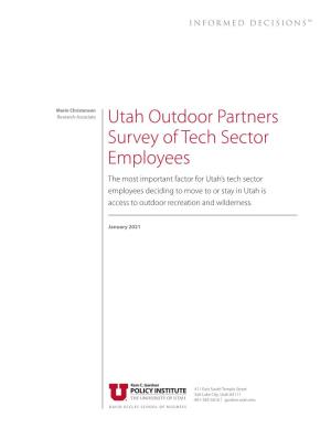 Utah Outdoor Partners Survey of Tech Sector Employees