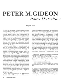 Peter M. Gideon : Pioneer Horticulturist / Edgar C. Duin