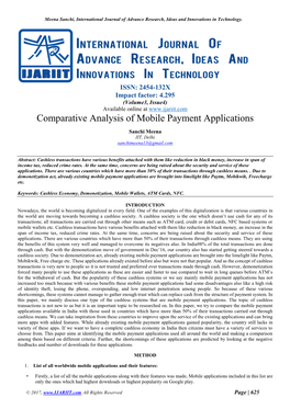 Comparative Analysis of Mobile Payment Applications
