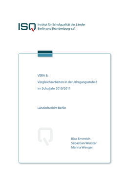Institut Für Schulqualität Der Länder Berlin Und Brandenburg E.V. VERA