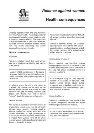 Violence Against Women Health Consequences