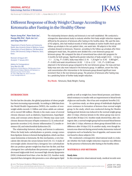 Different Response of Body Weight Change According to Ketonuria After Fasting in the Healthy Obese