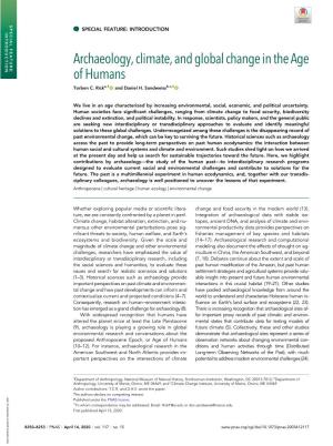 Archaeology, Climate, and Global Change in the Age of Humans Torben C
