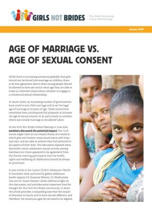 Age of Marriage Vs. Age of Sexual Consent