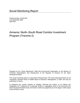 Armenia: North–South Road Corridor Investment Program (Tranche 2)