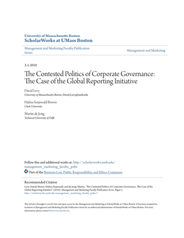 The Contested Politics of Corporate Governance: the Case of the Global Reporting Initiative