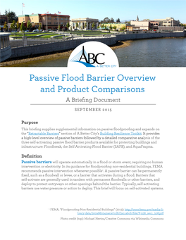 Passive Flood Barrier Overview and Product Comparisons a Briefing Document