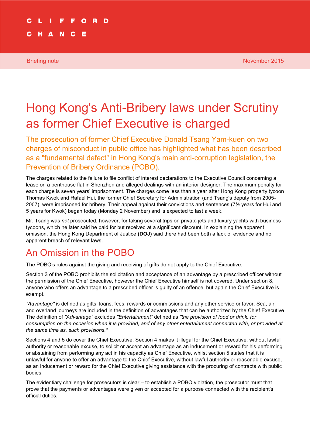 Hong Kong's Anti-Bribery Laws Under Scrutiny As Former Chief Executive Is Charged 1