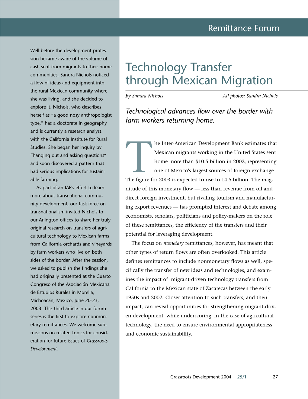 Technology Transfer Through Mexican Migration