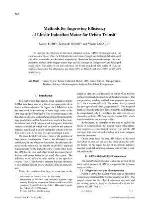 Methods for Improving Efficiency of Linear Induction Motor for Urban