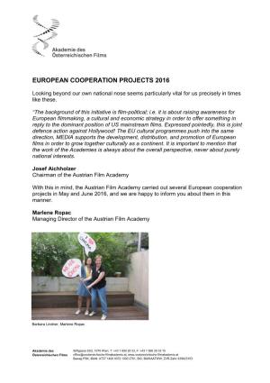 European Cooperation Projects 2016