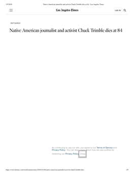 Native American Journalist and Activist Chuck Trimble Dies at 84 - Los Angeles Times