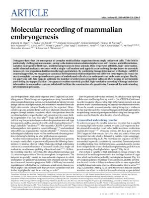 Molecular Recording of Mammalian Embryogenesis Michelle M