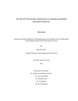 The Roles of OVATE and Other Elongation Genes in Regulating Proximal-Distal Patterning of Tomato Fruit