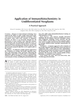 Application of Immunohistochemistry in Undifferentiated Neoplasms