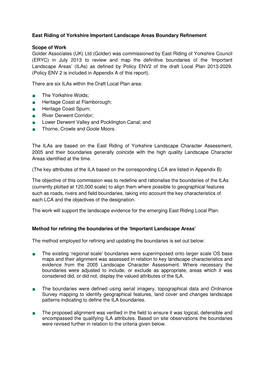 East Riding of Yorkshire Important Landscape Areas Boundary Refinement