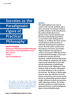 Socrates As the Paradigmatic Figure of Practical Philosophy