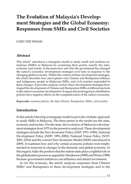 The Evolution of Malaysia's Develop- Ment Strategies and the Global Economy: Responses from Smes and Civil Societies