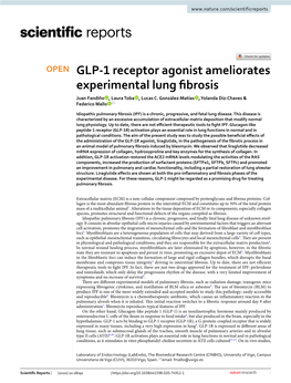 GLP-1 Receptor Agonist Ameliorates Experimental Lung Fibrosis