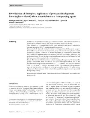 Investigation of the Topical Application of Procyanidin Oligomers from Apples to Identify Their Potential Use As a Hair-Growing