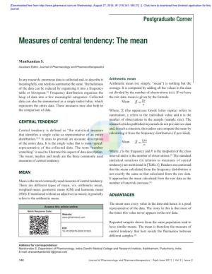 Measures of Central Tendency: the Mean
