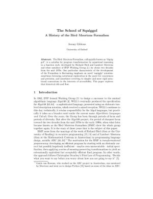 (Pdf) of the School of Squiggol: a History of the Bird−Meertens