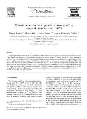 Microstructure and Intergranular Corrosion of the Austenitic Stainless Steel 1.4970
