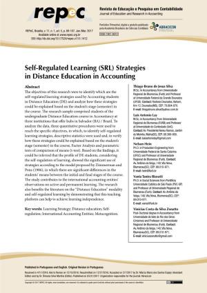 Self-Regulated Learning (SRL) Strategies in Distance Education in Accounting