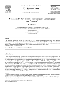 Nonlinear Structure of Some Classical Quasi-Banach Spaces and F-Spaces ✩