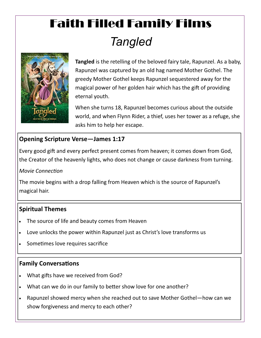 Faith Filled Family Films Tangled