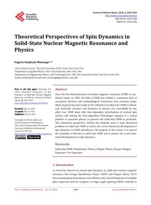 Theoretical Perspectives of Spin Dynamics in Solid-State Nuclear Magnetic Resonance and Physics