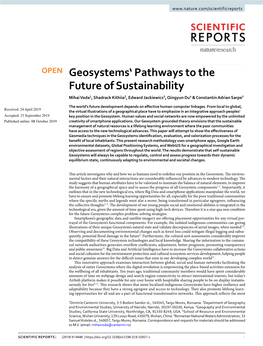 Geosystems' Pathways to the Future of Sustainability