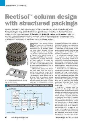 Rectisol™ Column Design with Structured Packings