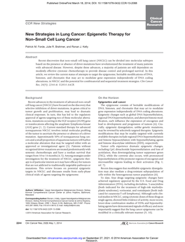 Epigenetic Therapy for Non–Small Cell Lung Cancer